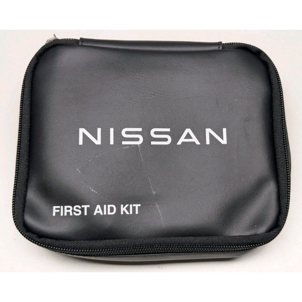 Nissan Portable Black First Aid Set with Bandages, Tape, Scissors, Gloves